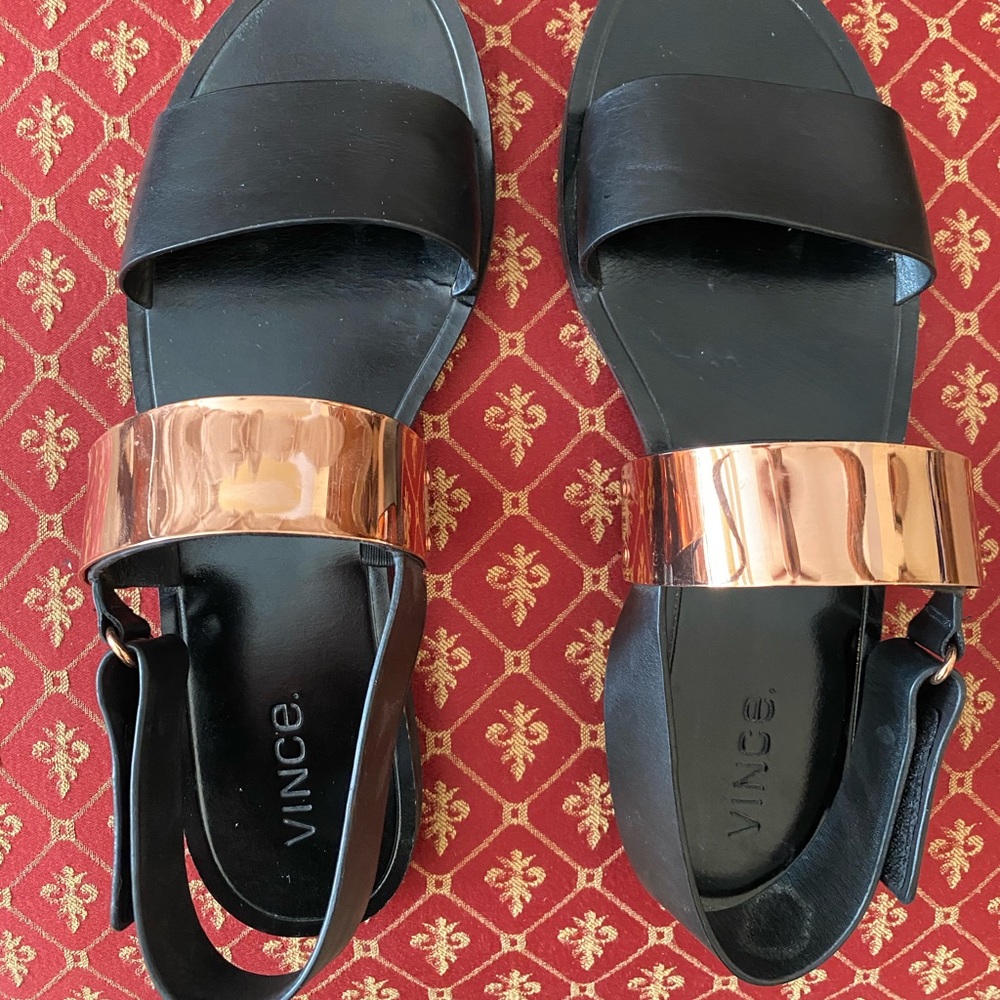 Vince leather and copper sandals 9.0